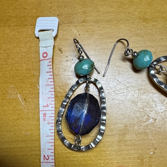 Elegant Blue and Silver Dangle Earrings - Picture 4 of 4